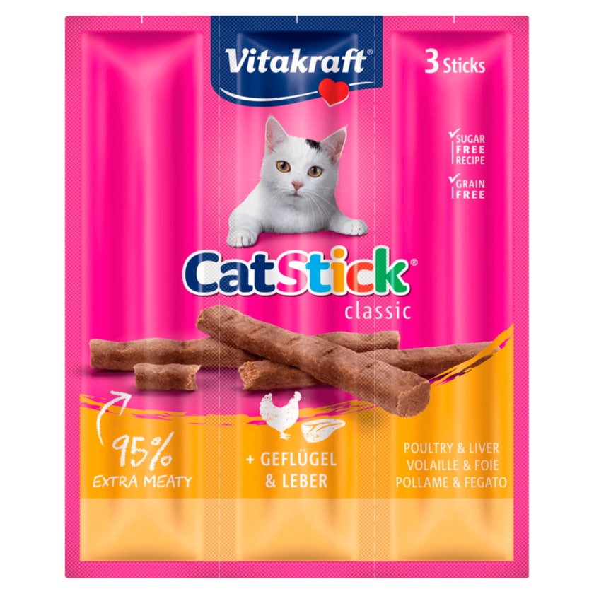 Vitakraft Cat-Stick mini mit Geflügel & Leber 3 Stück